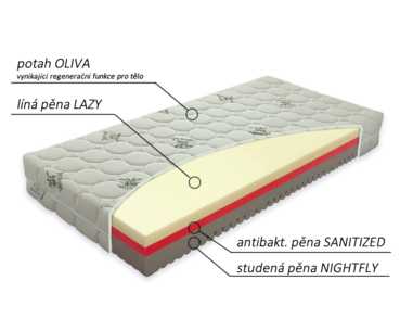 Měkká sendvičová matrace COMFORT ANTIBACTERIAL, 22cm, 80x200kg, 140kg, líná pěna Měkká sendvičová matrace COMFORT ANTIBACTERIAL, 22cm, 80x200kg, 140kg, líná pěna