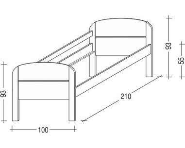 Postel z masivu Berghen-Pečovatelská, 90x200, masiv smrk Postel z masivu Berghen-Pečovatelská, 90x200, masiv smrk