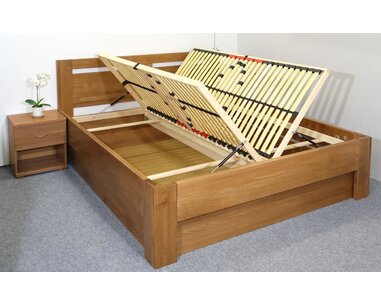 Zvýšená postel dvoulůžko s úložným prostorem HERKULES, masiv buk Zvýšená postel dvoulůžko s úložným prostorem HERKULES, masiv buk