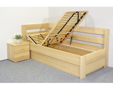 Postel s úložným prostorem Valentin-Levá, 80x200, 90x200 cm, masiv buk Postel s úložným prostorem Valentin-Levá, 80x200, 90x200 cm, masiv buk