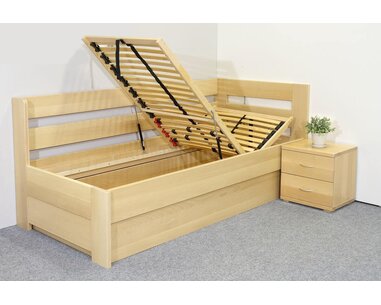 Postel s úložným prostorem Valentin-Pravá, 80x200, 90x200 cm, masiv buk Postel s úložným prostorem Valentin-Pravá, 80x200, 90x200 cm, masiv buk