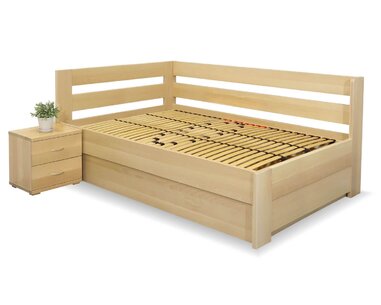 Postel s úložným prostorem Valentin-Levá, 120x200 cm, masiv buk Postel s úložným prostorem Valentin-Levá, 120x200 cm, masiv buk