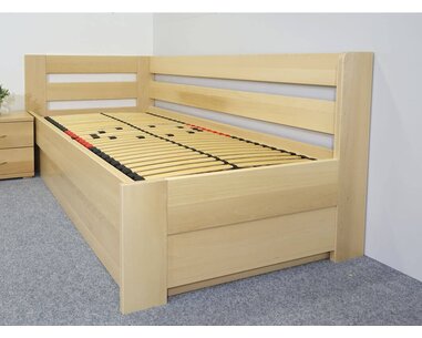 Postel s úložným prostorem Valentin-Levá, 120x200 cm, masiv buk Postel s úložným prostorem Valentin-Levá, 120x200 cm, masiv buk