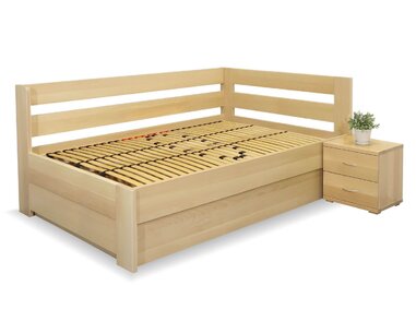 Postel s úložným prostorem Valentin-Pravá, 120x200 cm, masiv buk Postel s úložným prostorem Valentin-Pravá, 120x200 cm, masiv buk