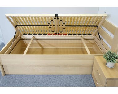 Postel s úložným prostorem Valentin-Pravá, 120x200 cm, masiv buk Postel s úložným prostorem Valentin-Pravá, 120x200 cm, masiv buk