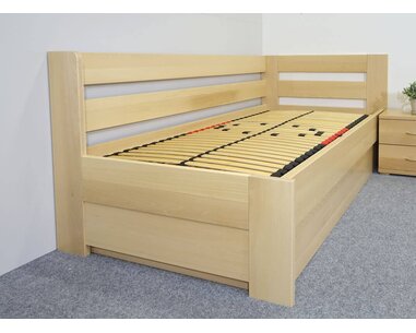 Postel s úložným prostorem Valentin-Pravá, 120x200 cm, masiv buk Postel s úložným prostorem Valentin-Pravá, 120x200 cm, masiv buk