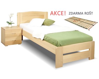 Postel s roštem Justina, 90x210cm, masiv buk Postel s roštem Justina, 90x210cm, masiv buk