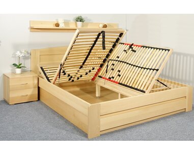 Postel z masivu s úložným prostorem Justina, 160x200, 180x200, masiv buk Postel z masivu s úložným prostorem Justina, 160x200, 180x200, masiv buk