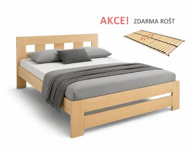 Dřevěná postel s roštem Barča, 120x200, masiv buk - pohled č. 1