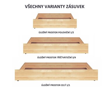 Úložný prostor celý pod postele BW, masiv buk Úložný prostor celý pod postele BW, masiv buk