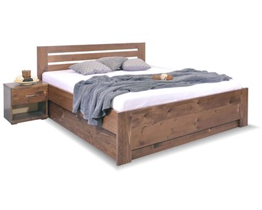 Zvýšená postel dvoulůžko s úložným prostorem RITA, masiv smrk Zvýšená postel dvoulůžko s úložným prostorem RITA, masiv smrk