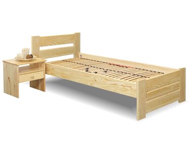 Dřevěná postel jednolůžko Hana, masiv borovice Dřevěná postel jednolůžko Hana, masiv borovice