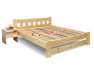 Dřevěná postel dvoulůžko Barča, masiv borovice, 140x200 Dřevěná postel dvoulůžko Barča, masiv borovice, 140x200
