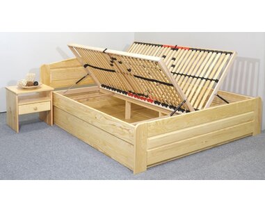 Dřevěná postel LADA, s úložným prostorem, masiv borovice Dřevěná postel LADA, s úložným prostorem, masiv borovice