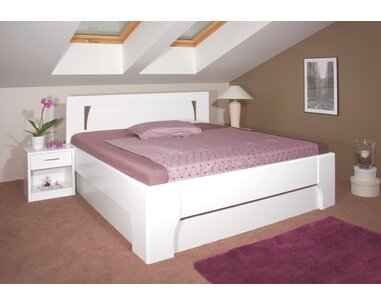 Manželská postel s úložným prostorem OLYMPIA 1. senior 160x200, 180x200, masiv buk, bílá Manželská postel s úložným prostorem OLYMPIA 1. senior 160x200, 180x200, masiv buk, bílá