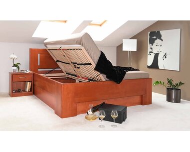 Manželská postel s úložným prostorem HOLLYWOOD 1. senior, masiv buk Manželská postel s úložným prostorem HOLLYWOOD 1. senior, masiv buk