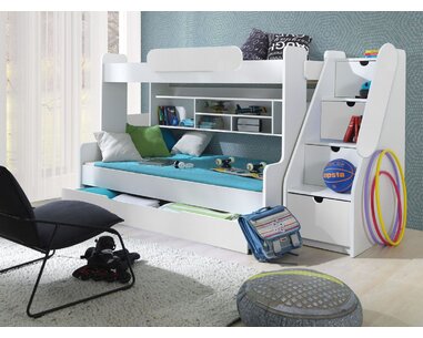 Dětská patrová postel se zábranou a úložným prostorem Sagi, lamino Dětská patrová postel se zábranou a úložným prostorem Sagi, lamino