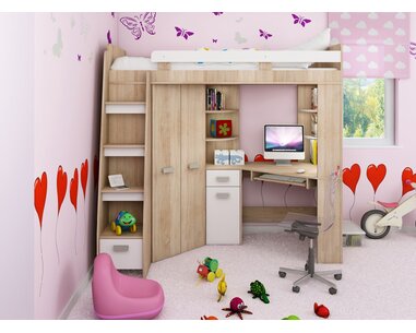 Multifunkční postel Kity, lamino dub sonoma-bílá Multifunkční postel Kity, lamino dub sonoma-bílá