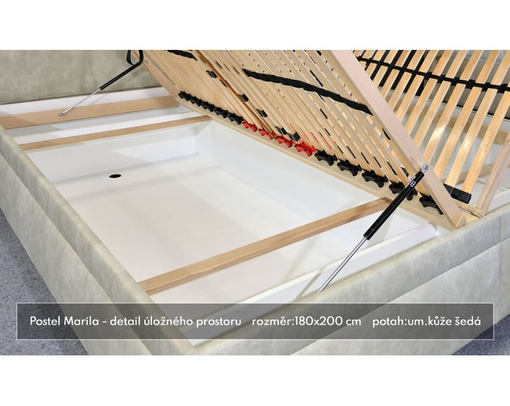 Čalouněná postel Marila - detail úložného prostoru Čalouněná postel Marila - detail úložného prostoru