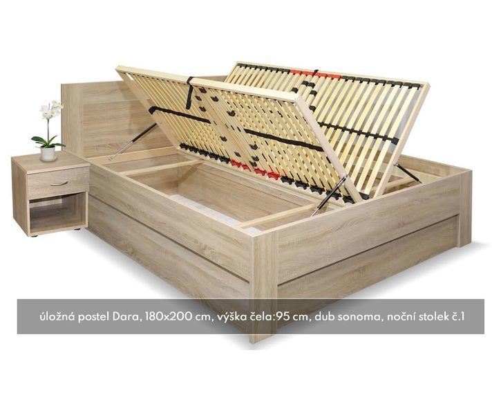 Postel s úložným prostorem Dara 180x200 Postel s úložným prostorem Dara 180x200