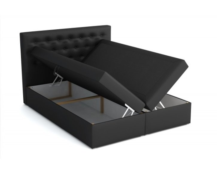 Americká postel boxspring CS34015, s matrací a úložným prostorem, černá ekokůže, 180x200 cm Americká postel boxspring CS34015, s matrací a úložným prostorem, černá ekokůže, 180x200 cm