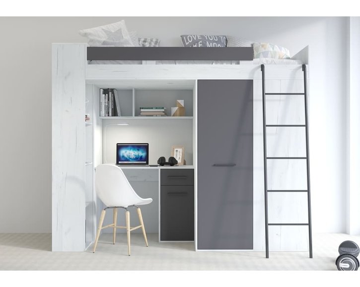 postel Vera - Pravá, lamino craft bílý grafit pohled zepředu postel Vera - Pravá, lamino craft bílý grafit pohled zepředu