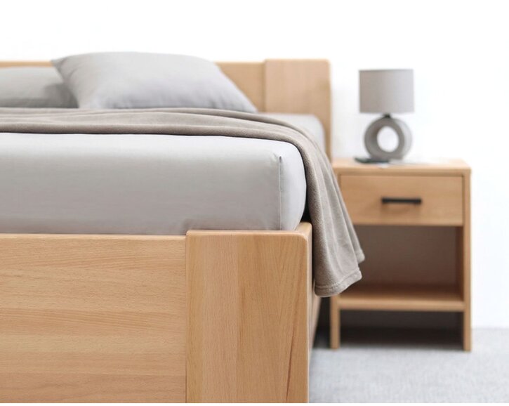 Rohová buková postel s roštem MIVA pravá, 120x200 Rohová buková postel s roštem MIVA pravá, 120x200