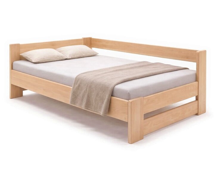 Rohová dřevěná postel MIVA, 140x200, masiv buk Rohová dřevěná postel MIVA, 140x200, masiv buk