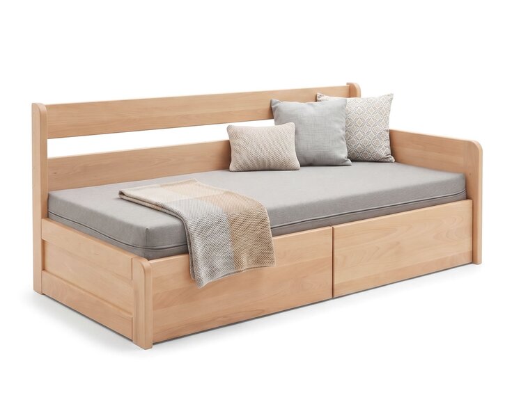 Rozkládací postel s úložným prostorem FLEXO - Pravá, masiv buk Rozkládací postel s úložným prostorem FLEXO - Pravá, masiv buk