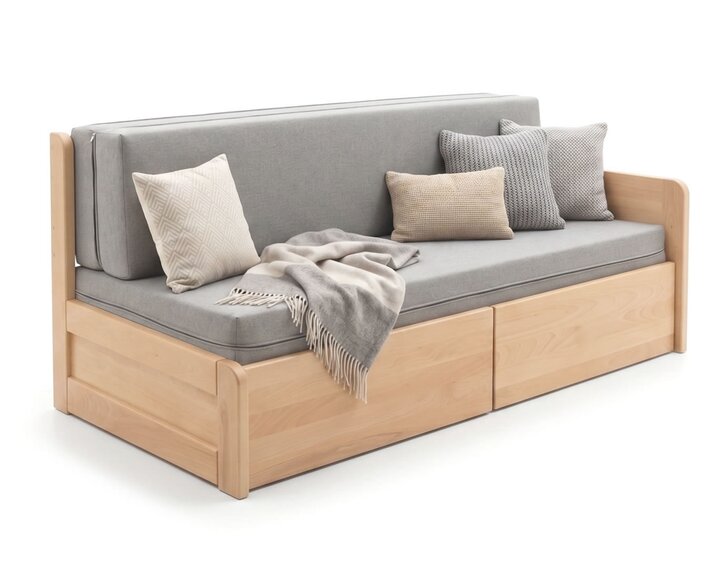 Rozkládací postel s úložným prostorem FLEXO - Pravá, masiv buk Rozkládací postel s úložným prostorem FLEXO - Pravá, masiv buk