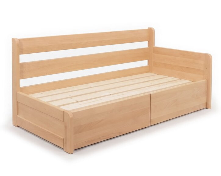 Rozkládací postel s úložným prostorem FLEXO - Pravá, masiv buk Rozkládací postel s úložným prostorem FLEXO - Pravá, masiv buk