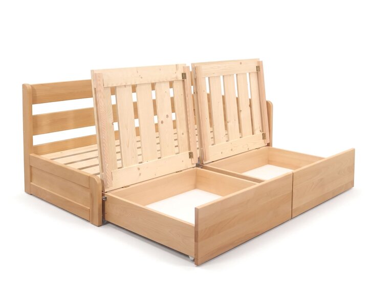 Rozkládací postel s úložným prostorem FLEXO - Pravá, masiv buk Rozkládací postel s úložným prostorem FLEXO - Pravá, masiv buk