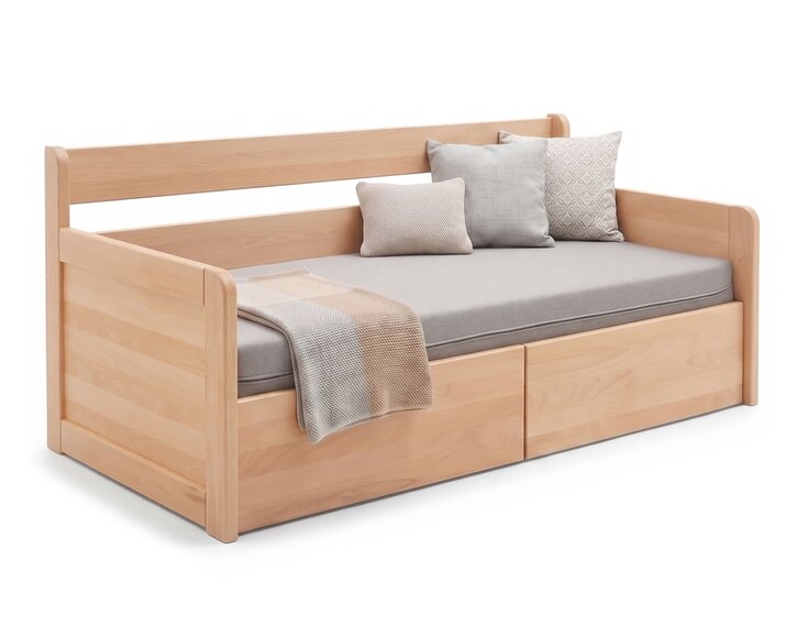 Rozkládací postel s úložným prostorem FLEXO - Pravá, masiv buk Rozkládací postel s úložným prostorem FLEXO - Pravá, masiv buk