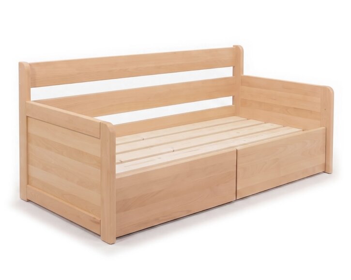 Rozkládací postel s úložným prostorem FLEXO - Pravá, masiv buk Rozkládací postel s úložným prostorem FLEXO - Pravá, masiv buk