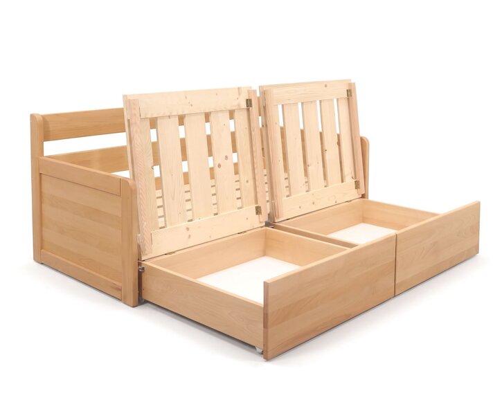 Rozkládací postel s úložným prostorem FLEXO - Pravá, masiv buk Rozkládací postel s úložným prostorem FLEXO - Pravá, masiv buk