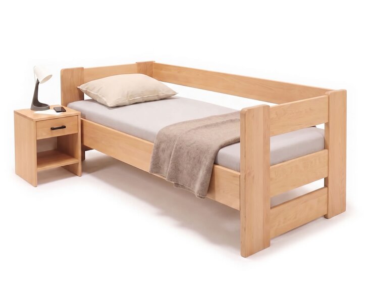 Zvýšená postel jednolůžko MIVA s čely, 120x200, masiv buk Zvýšená postel jednolůžko MIVA s čely, 120x200, masiv buk