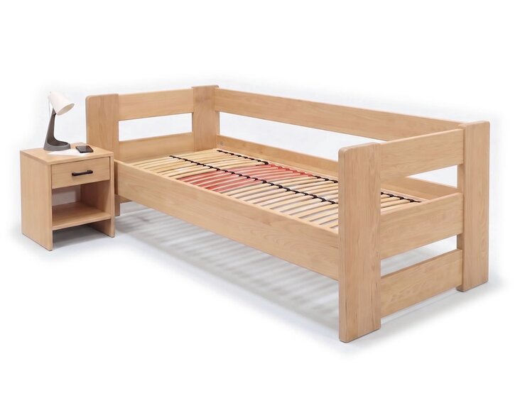 Zvýšená postel jednolůžko MIVA s čely, 120x200, masiv buk Zvýšená postel jednolůžko MIVA s čely, 120x200, masiv buk