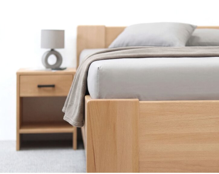 Rohová buková postel s roštem MIVA levá, 120x200 Rohová buková postel s roštem MIVA levá, 120x200