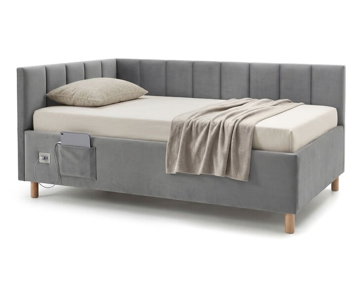 Multifunkční rohová postel DOCK s roštem a USB nabíječkou Multifunkční rohová postel DOCK s roštem a USB nabíječkou