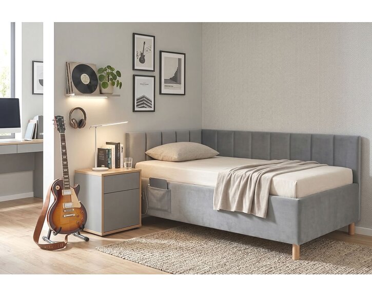 Multifunkční rohová postel DOCK s roštem a USB nabíječkou Multifunkční rohová postel DOCK s roštem a USB nabíječkou