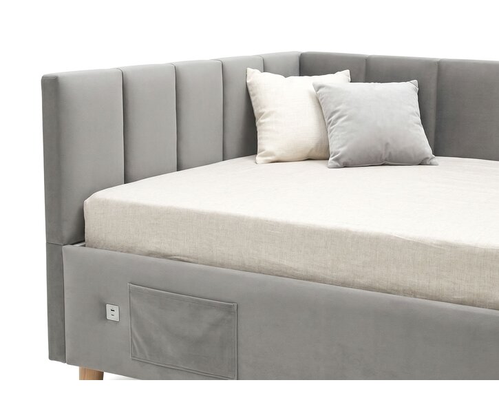 Multifunkční rohová postel DOCK s roštem a USB nabíječkou Multifunkční rohová postel DOCK s roštem a USB nabíječkou