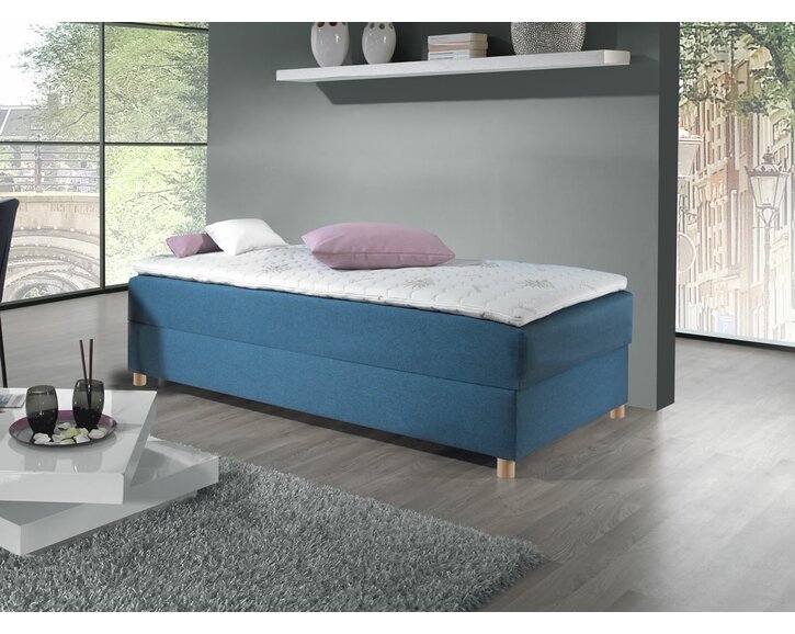 Postel boxspring s úložným prostorem NOVO, 90x200, krémově šedá - pohled č. 3