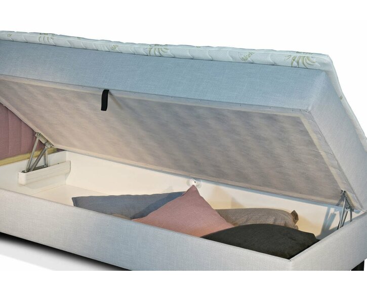 Postel boxspring s úložným prostorem NOVO, 90x200, krémově šedá - pohled č. 5