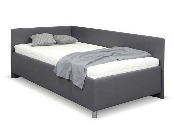 Zvýšená čalouněná postel s úložným prostorem Ryana, 140x200, tmavě šedá Zvýšená čalouněná postel s úložným prostorem Ryana, 140x200, tmavě šedá