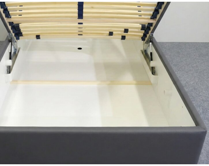 Zvýšená čalouněná postel s úložným prostorem Ryana, 90x200, tmavě šedá Zvýšená čalouněná postel s úložným prostorem Ryana, 90x200, tmavě šedá