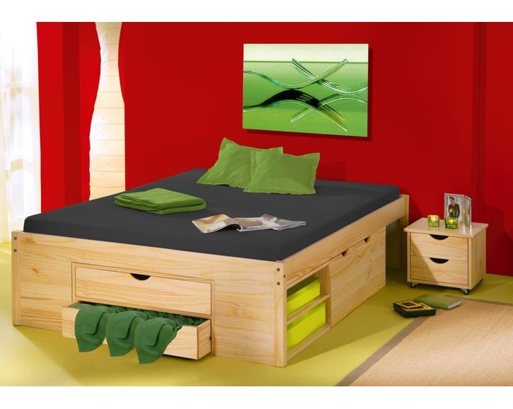 Postel z masivu s úložným prostorem IA8802 140x200, masiv borovice Postel z masivu s úložným prostorem IA8802 140x200, masiv borovice