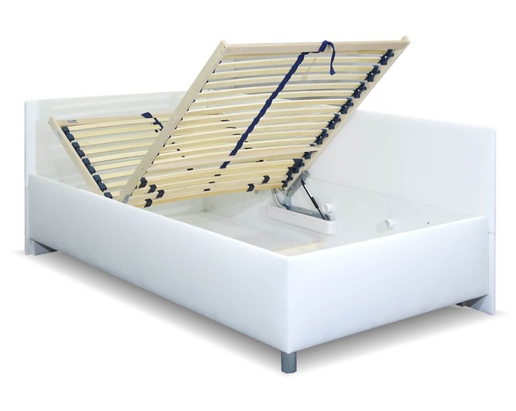 Zvýšená čalouněná postel s úložným prostorem Ryana, 140x200, bílá Zvýšená čalouněná postel s úložným prostorem Ryana, 140x200, bílá
