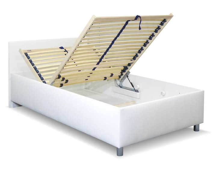 Zvýšená čalouněná postel s úložným prostorem Lyoneta, 90x200, bílá Zvýšená čalouněná postel s úložným prostorem Lyoneta, 90x200, bílá