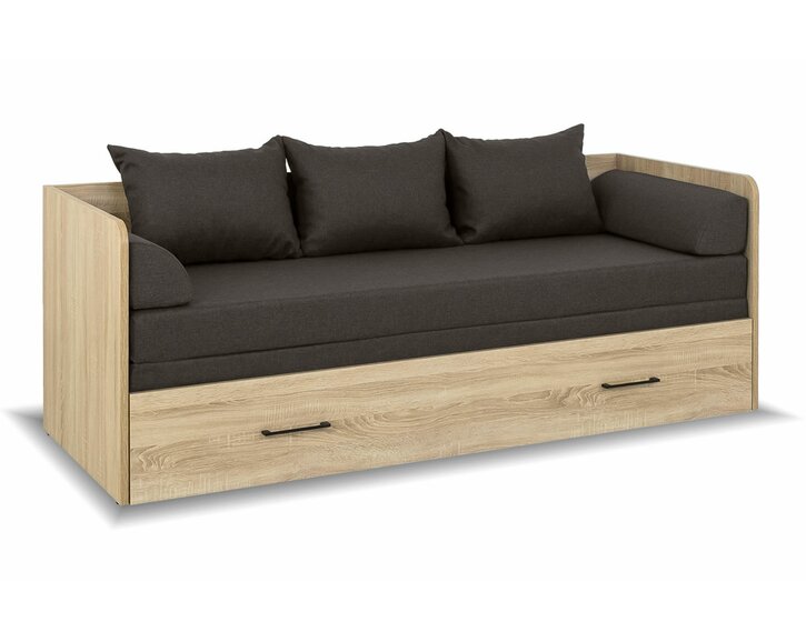 Rozkládací postel s matracemi a polštáři TETRIS, dub sonoma/hnědá Rozkládací postel s matracemi a polštáři TETRIS, dub sonoma/hnědá