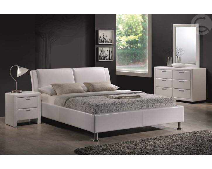 Moderní čalouněný noční stolek TERANO, bílý Moderní čalouněný noční stolek TERANO, bílý